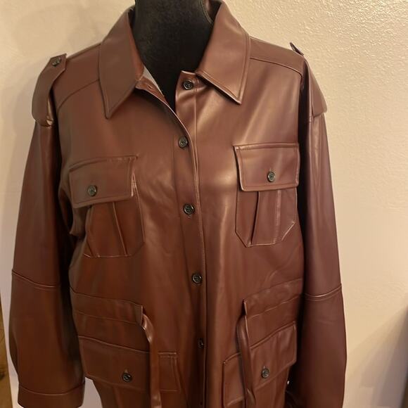 NWOT Marissa Webb x RTR Faux Leather Shacket – Modern Edge Meets Timeless Cool - Picture 9 of 10